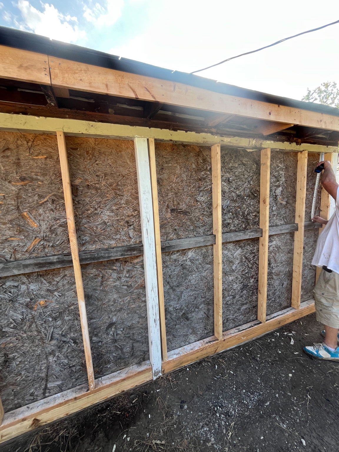 Exterior wall reconstruction and sheathing